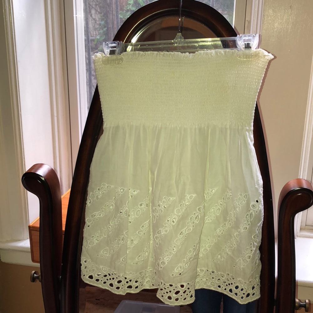 White eyelet smocked top